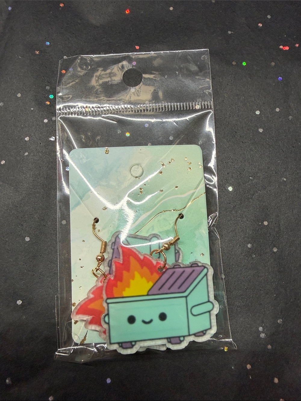 Cute Dumpster Fire Acrylic Dangle Earrings